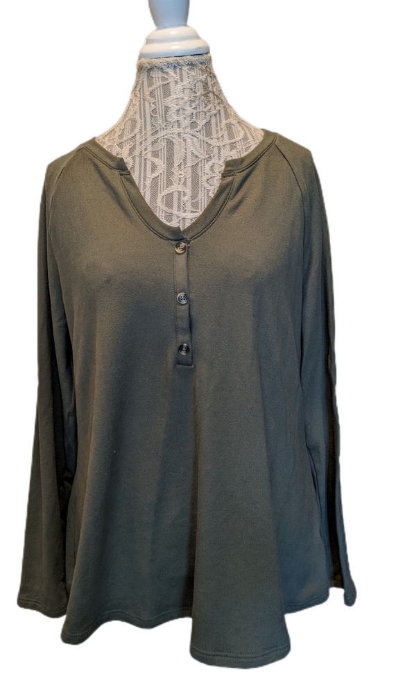 Como Vintage Green Long Sleeved Sz L Shirt Top